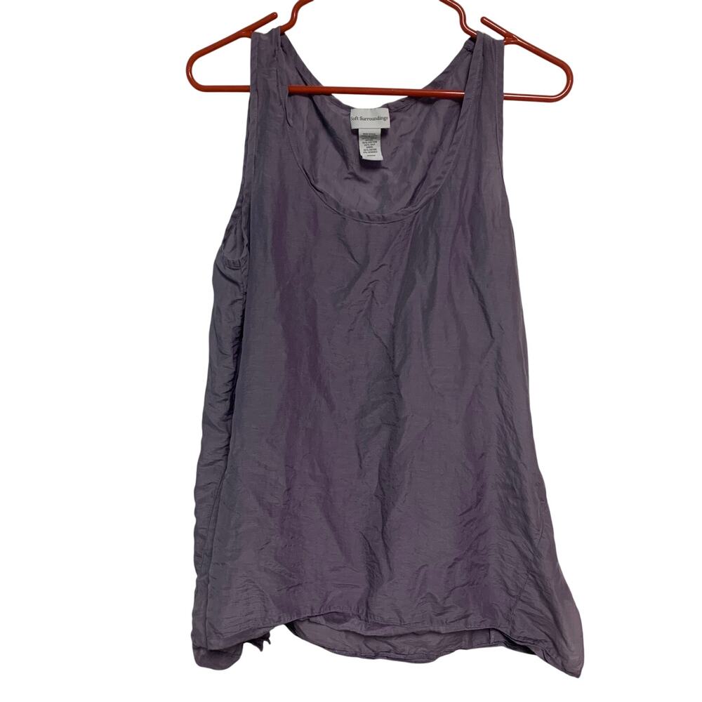Soft Surroundings Women’s Cotton Silk Blend Purple Lightweight Tank Blouse Med